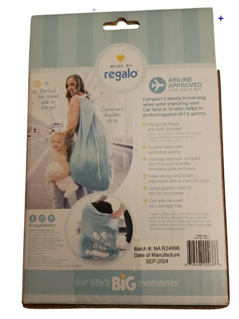 Regalo Airline Certified Travel Bag, 16.5H X 34 W. New
